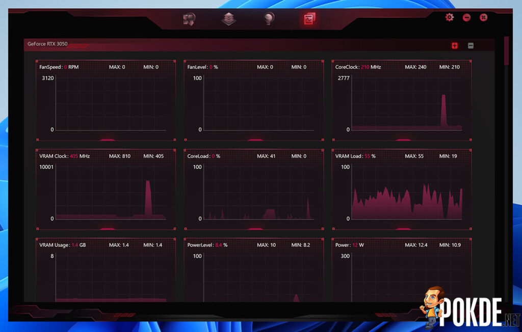 COLORFUL iGame GeForce RTX 3050 Ultra W DUO OC Review iGame Center GPU monitoring