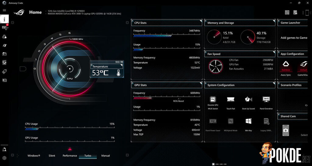 ASUS ROG Strix SCAR 17 2022 Review Armoury Crate main
