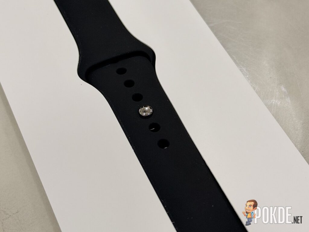 Apple Watch Series 12 Review - Health First, Finally Fun - 22 Close up of the Apple Watch Series 12 Sport Band pin clasp