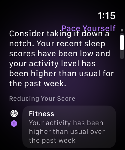 Apple Watch Series 12 Review - Health First, Finally Fun - 48 Apple Watch Series 12 Readiness explaining activity was higher than usual over the past week