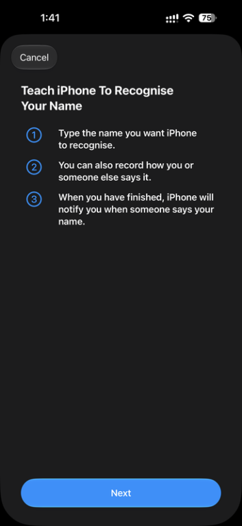 Apple Watch Series 12 Review - Health First, Finally Fun - 55 iPhone Teach iPhone To Recognise Your Name setup screen